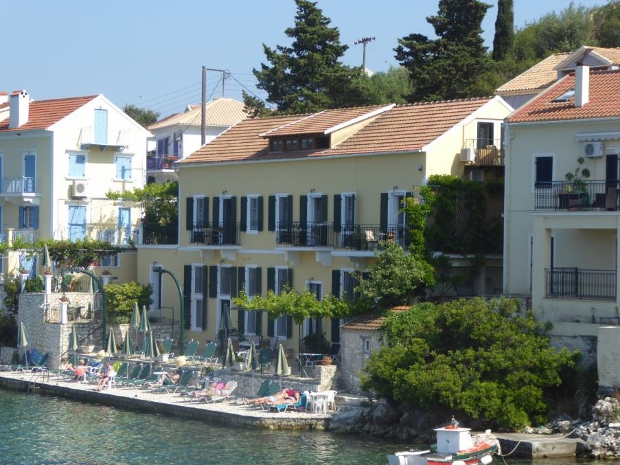 Waterfront Apartments, Fiscardo. Apartment No.3 is at the far right.