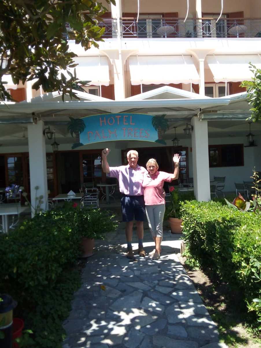 First guests at the Palm Trees Hotel, Lefkas