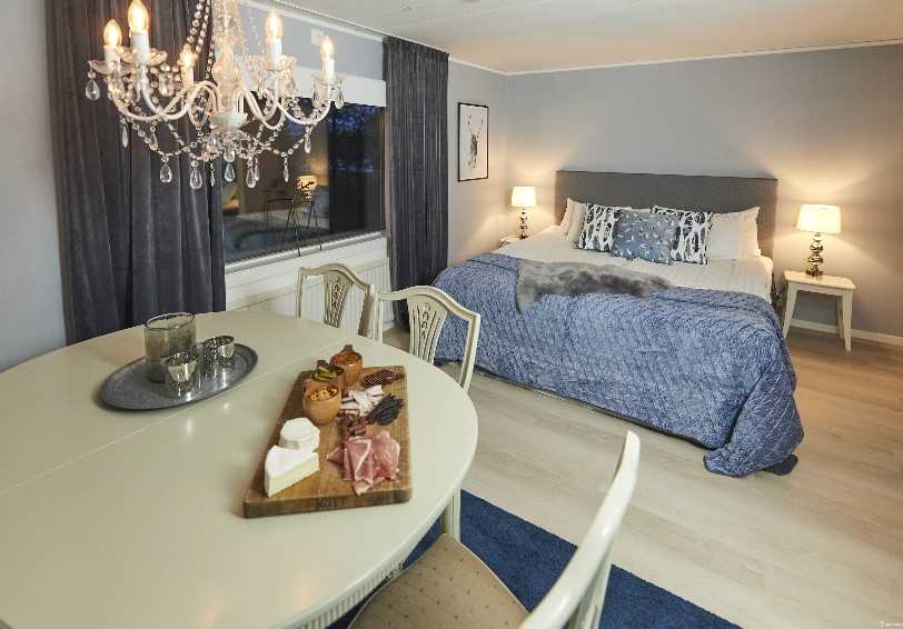 Double bedroom, Pine Bay Suite, Pine Bay Lodge, Swedish Lapland