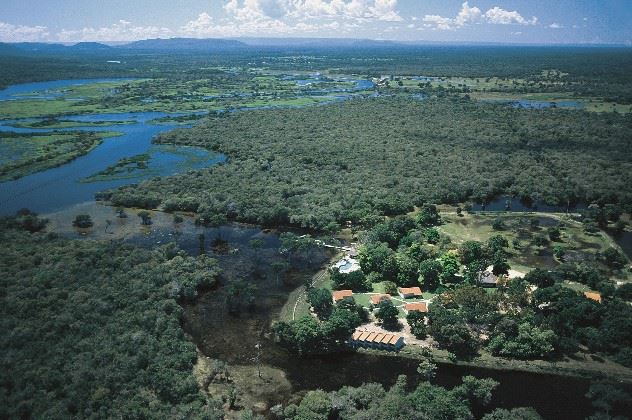 Aerial view, Pousada do Rio Mutum, The Pantanal, Brazil