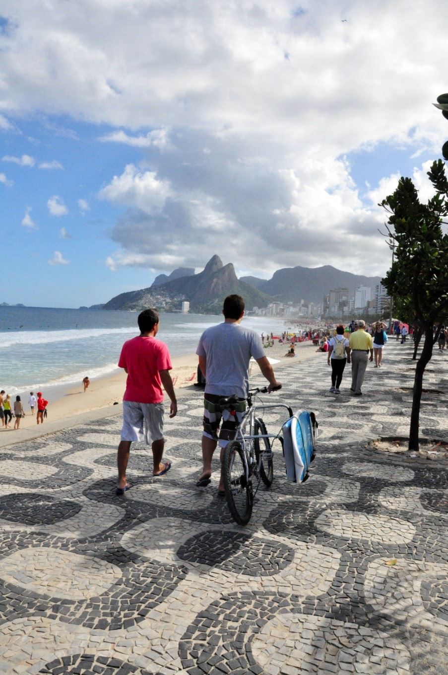 Walking down the promenade of Copacabana beach