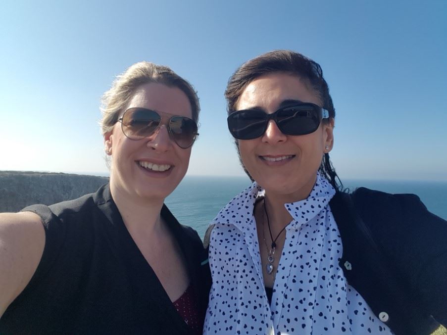 Rebecca and Yasmin in the most westerly point in Europe, Sagres