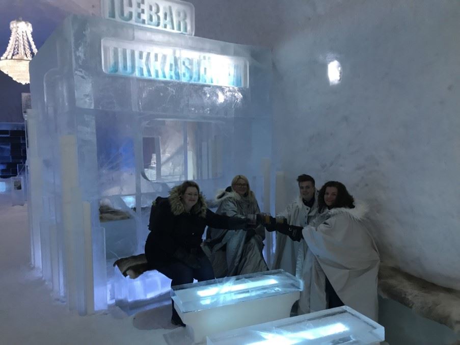Tracy and colleagues in the Ice Bar 