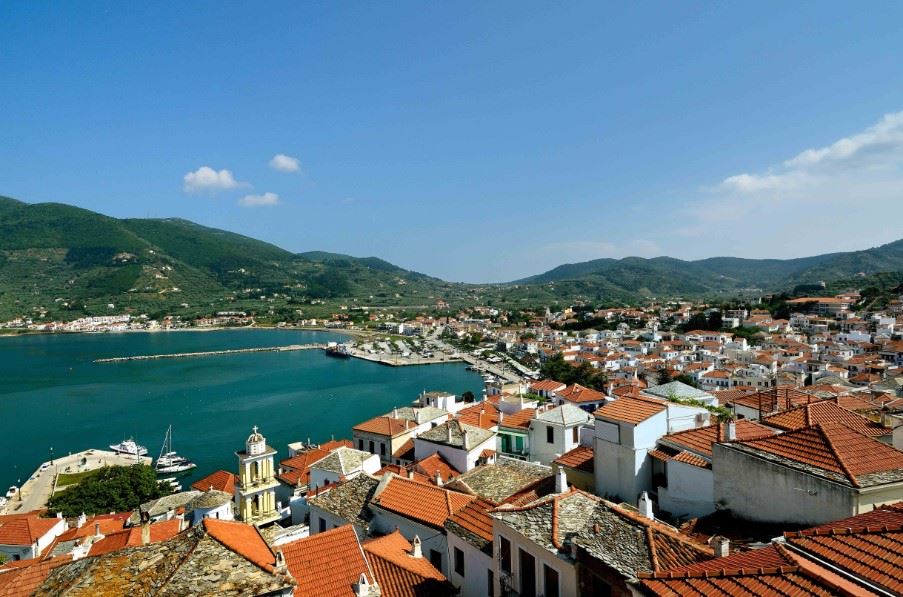 View of Skopelos Town, Skopelos, Greece