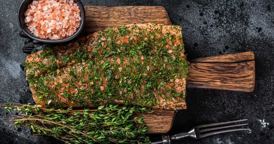 Gravlax Cured Salmon with Dill and Salt