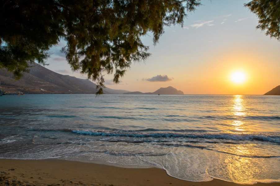 The sun sets over Meganissi