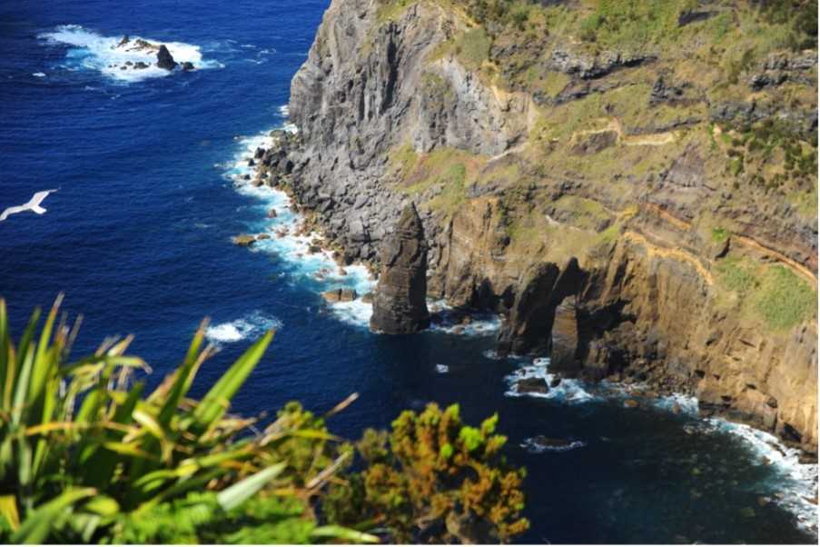 Rugged coastal scenery near the western point of Mosteiros