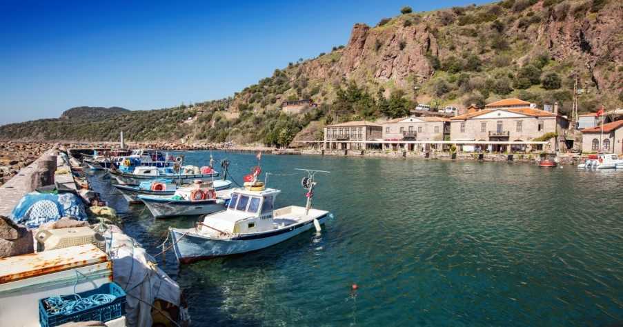 Ancient harbour from Assos Temple located in the Ayvacık district of Canakkale