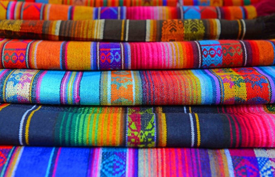 Fabrics in Otavalo market