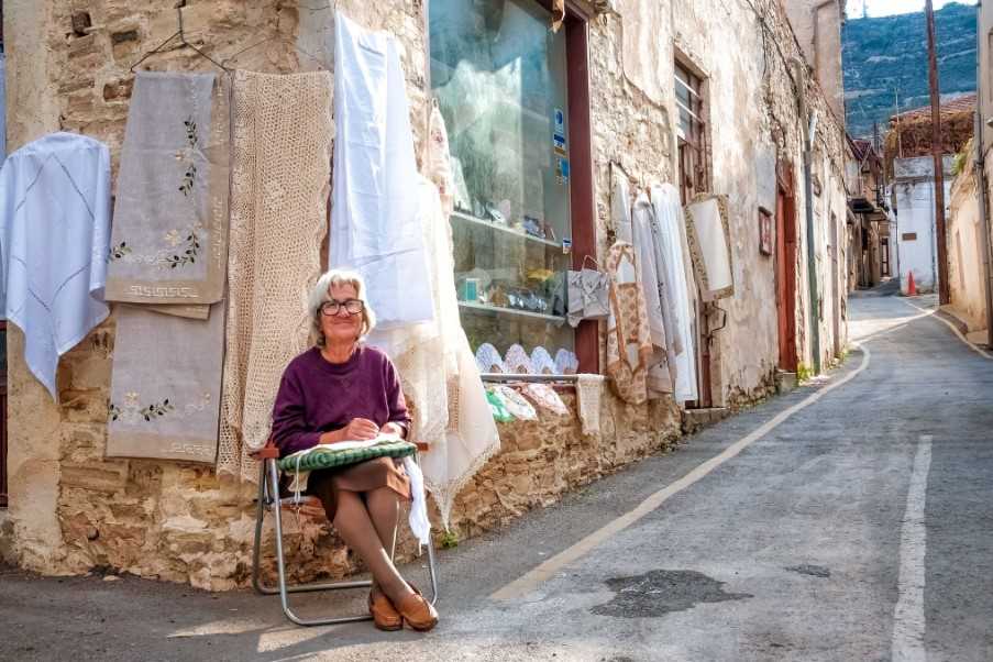 Traditional embroideries in Lefkara, Cyprus