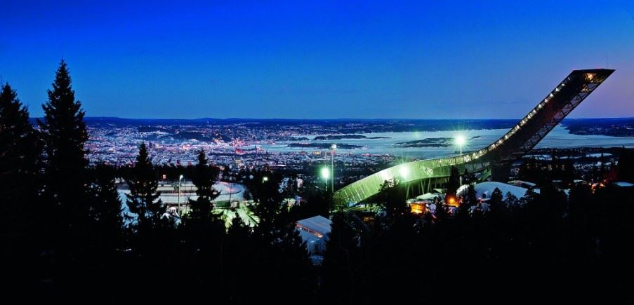 Holmenkollen ski jump and view to the Oslo Fjord