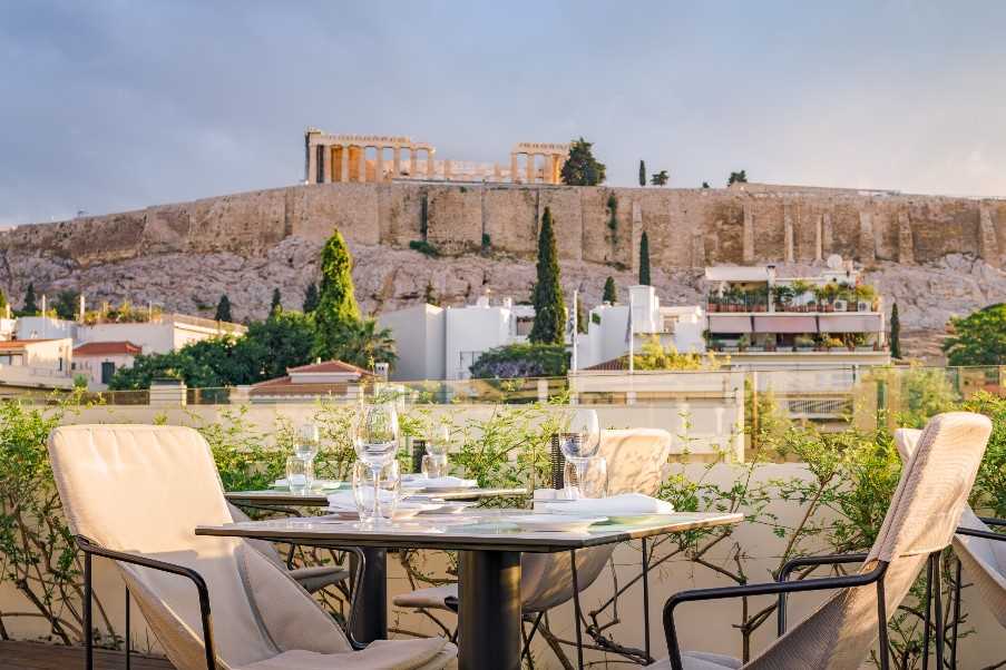 Roof top terrace, Herodion Hotel, Athens, Greece