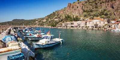 Ancient harbour from Assos Temple located in the Ayvacık district of Canakkale.