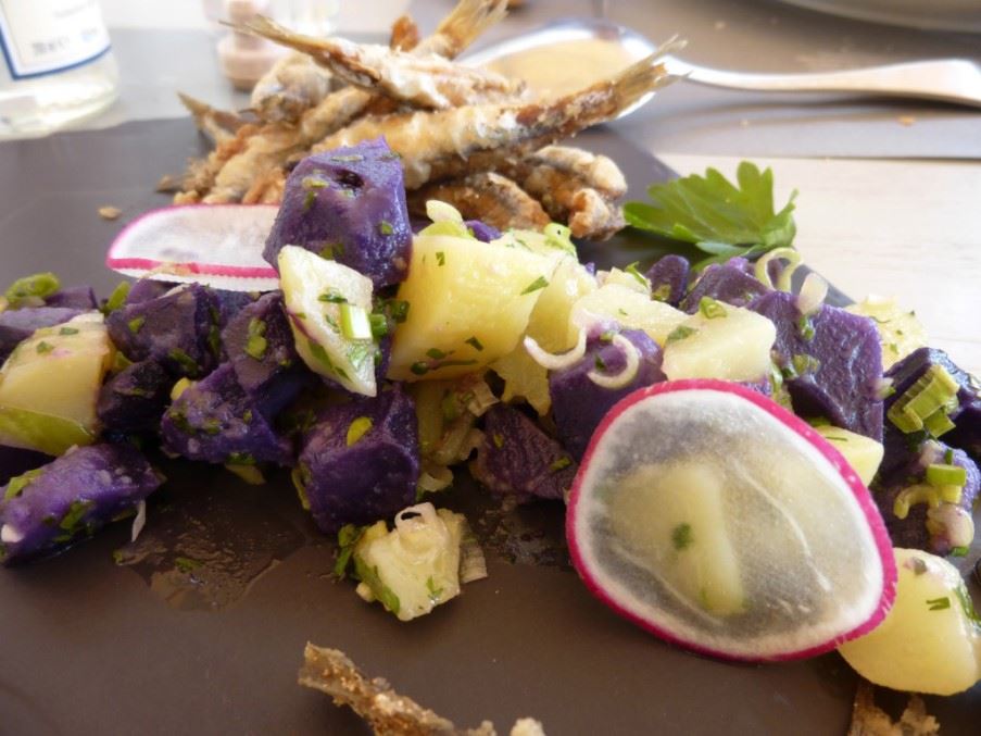 Whitebait with potato salad