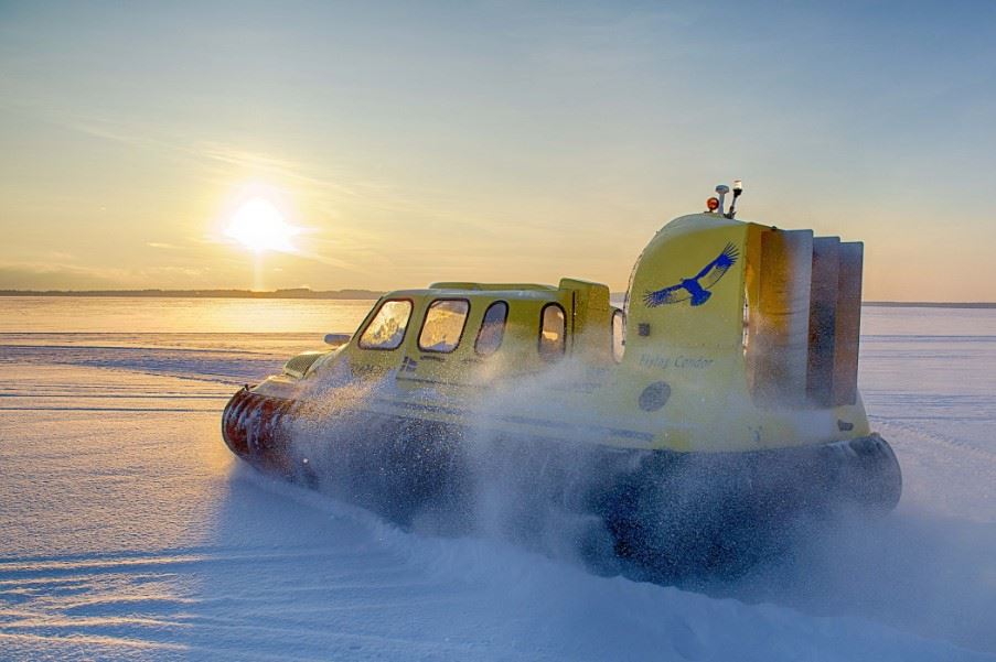 Hovercraft on the frozen Bothnian Sea