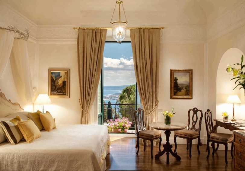 Deluxe sea view room, Grand Hotel Timeo, Taormina, Sicily, Italy