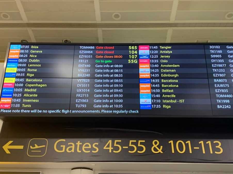 Departure board, London Gatwick