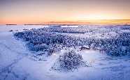 Aerial view of Brandon Lodge during the winter, Brandon Lodge, Swedish Lapland