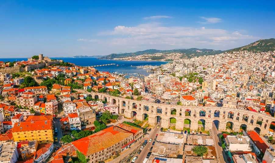 Old town, castle and aqueduct of Kavala
