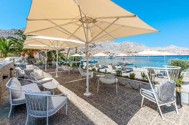 Terrace, Pedi Beach Hotel, Pedi, Symi