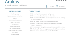 Arakas recipe card, The Real Greek