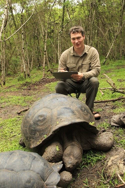 Robert with a Giant Toroise