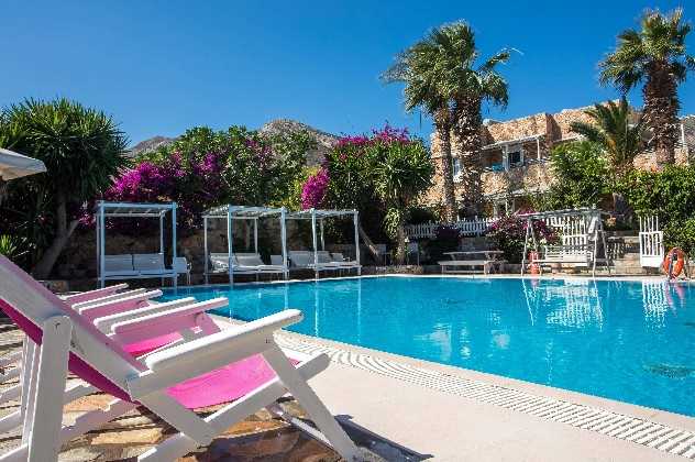 Swimming pool, Irini Hotel, Tilos, Dodecanese, Greece