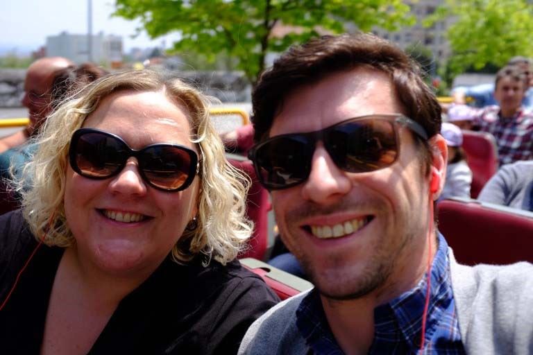 Michelle and Dave on the sightseeing bus