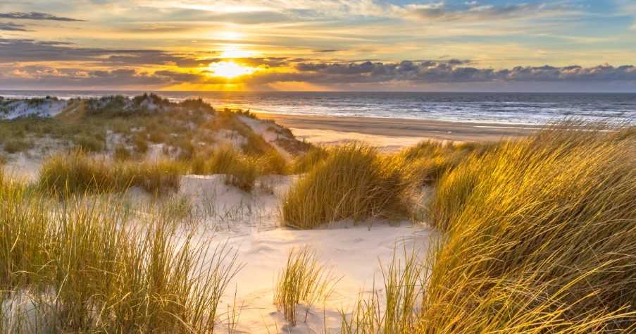 View from dune top over North Sea