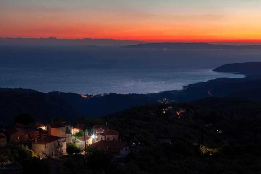 Sunset over the Messinia Gulf from the village of Tseria