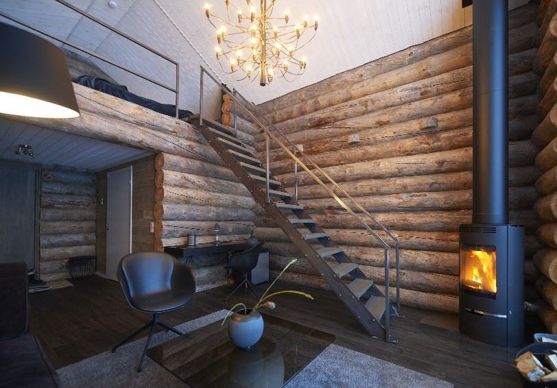 Cabin 1 - Sun, Living room, Arctic Retreat, Swedish Lapland