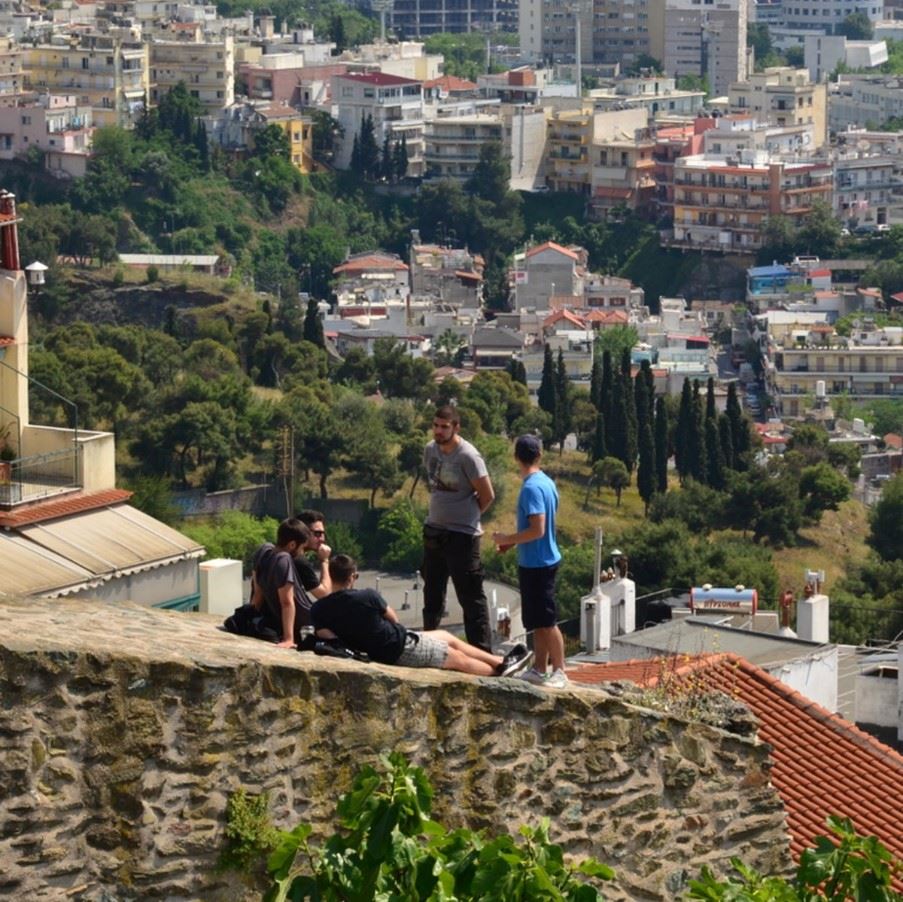 Youngsters climbing the walls.