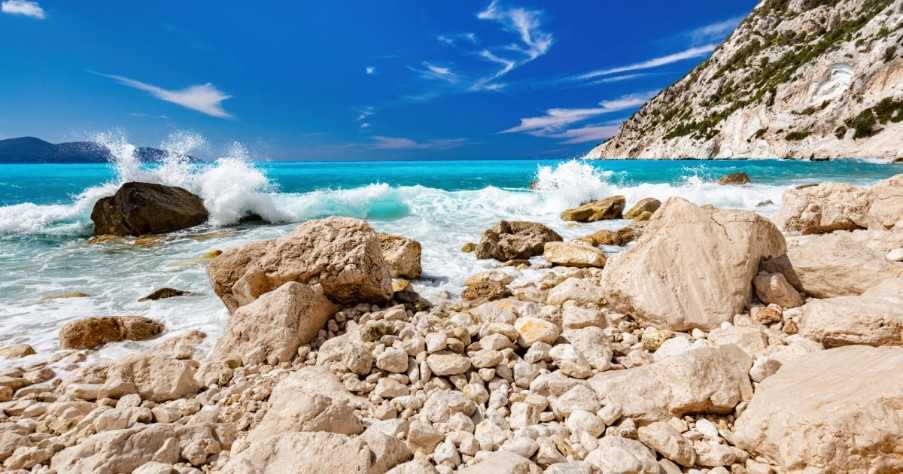 Myrtos Beach in Kefalonia, Greece