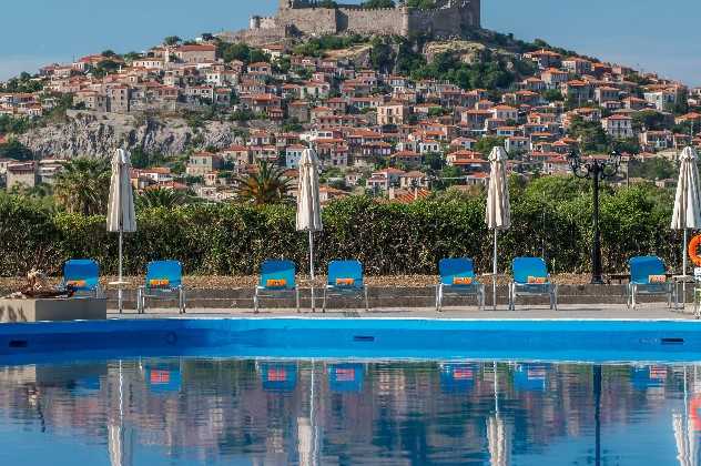 View towards Molyvos from the Delfinia Hotel, Molyvos, Lesvos