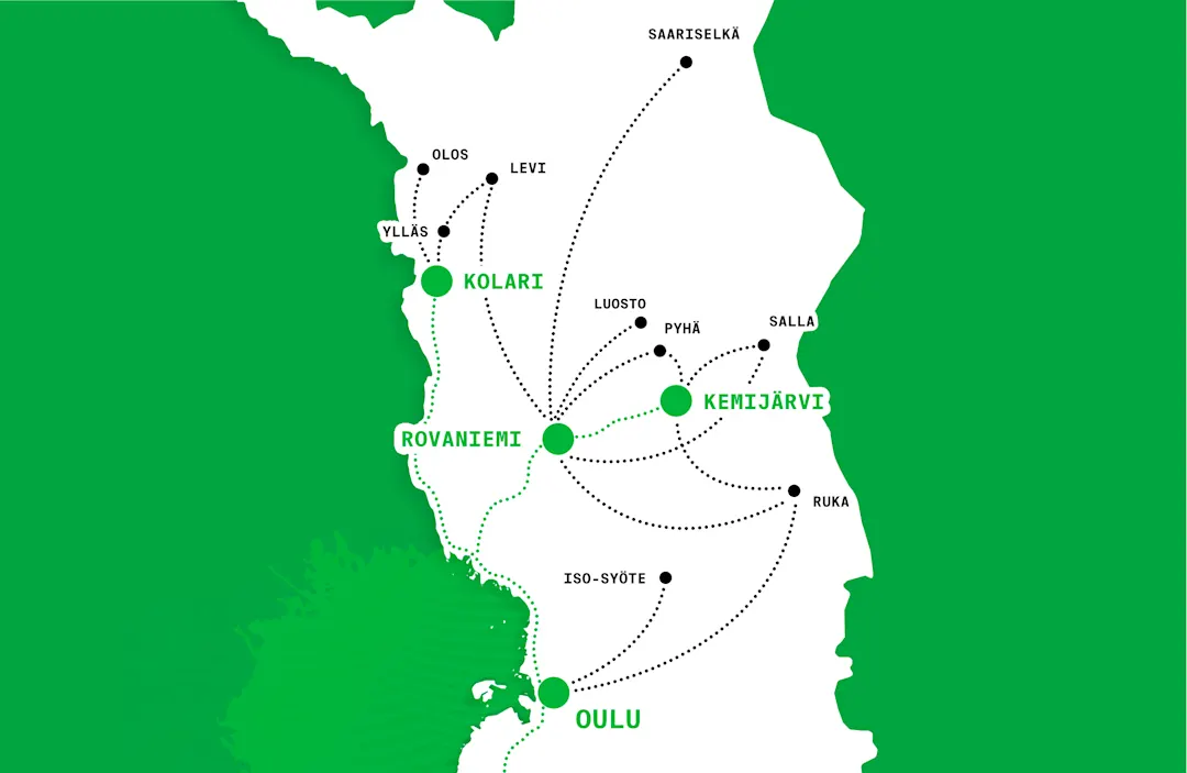 Onward bus connections from Rovaniemi, Lapland, Finland